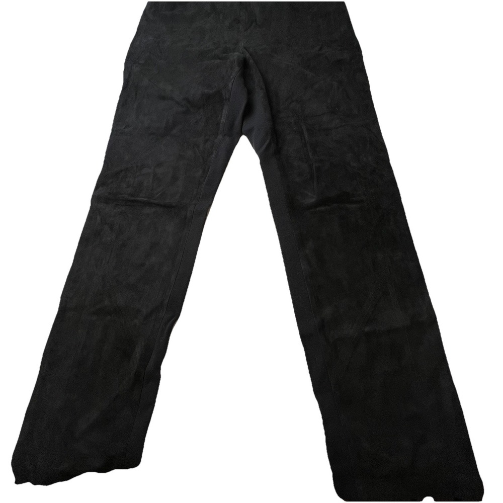 Lafayette 148 Black Suede Front Slim Stretch Pull On Pants Leggings Large